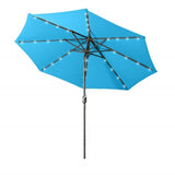 ZNTS 9 Ft Patio Umbrella Title Led Blue Adjustable Large Beach Umbrella For Garden Outdoor Uv Protection W1828140338