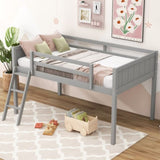 ZNTS Twin Size Wood Loft Bed with Ladder, ladder can be placed on the left or right, Gray WF315204AAE