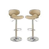 ZNTS Adjustable Brown Faux Leather Bar Stools, Set of 2 SR011564