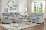 ZNTS Solid Wood Plywood Framed 1pc Loveseat Pillow-Top Arms Gray Fabric Upholstered Stylish Comfortable B01167984