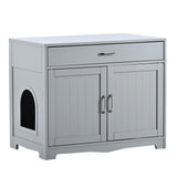 ZNTS Litter Box Enclosure, Cat Litter Box Furniture with Hidden Plug, 2 Doors,Indoor Cat Washroom Storage W42090265