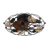 ZNTS Low Profile Caged Ceiling Fan with Lights Remote Control, Embedded modern industrial ceiling fan W1340120487