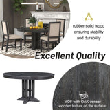 ZNTS TREXM Farmhouse Dining Table Extendable Round Table for Kitchen, Dining Room WF305980AAB