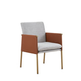 ZNTS Modrest Pettit Modern White & Brass Arm Dining Chair B04961356