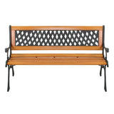 ZNTS 49" Garden Bench Patio Porch Chair Deck Hardwood Cast Iron Love Seat Weave Style Back 41635196