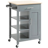 ZNTS Compact Kitchen Island Cart on Wheels, Rolling Utility Trolley Cart Grey-AS 74493128