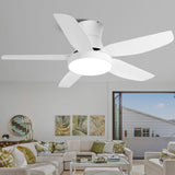 ZNTS Indoor Low Profile Ceiling Fan with LED Light and Remote Control,Ultra Quiet Flush Mount Fan with 6 W113639944