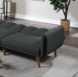 ZNTS Elegant Modern Sofa Black Polyfiber 1pc Sofa Convertible Bed Wooden Legs Living Room Lounge Guest HS00F8510-ID-AHD