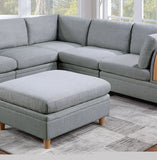 ZNTS Living Room Furniture Ottoman Light Grey Dorris Fabric 1pc Cushion ottomans Wooden Legs B01147399
