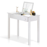 ZNTS Accent White Vanity Table Set with Upholstered Stool and Flip-Top Mirror and 2 Drawers, Jewelry W760102719