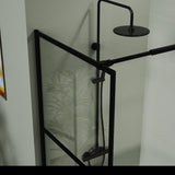 ZNTS Goodyo 34" Shower Screen Door Walk-in Wet-room, Black, 3-panel Style D16384334