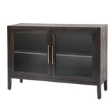 ZNTS U-Style Wood Storage Cabinet with Two Tempered Glass Doors ,Four Legs and Adjustable Shelf,Suitable WF309060AAP