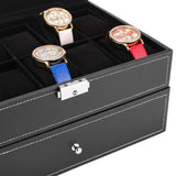 ZNTS Watch Box 20 Mens Case Glass Top Display Organizer Lockable Black 38015822