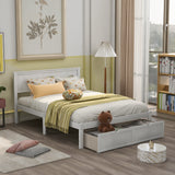 ZNTS Full Size Platform Bed with Under-bed Drawers, White WF196530AAK