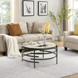 ZNTS 32.48'' Round Coffee Table With Sintered Stone Top&Sturdy Metal Frame, Modern Coffee Table for W1071P144307