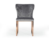 ZNTS Modrest Chadwick Modern Grey Velvet & Rosegold Dining Chair B04961371