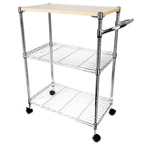 ZNTS 3-Tier Rolling Kitchen Trolley Cart Steel Island Storage Utility Service Dining 15773870
