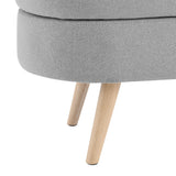 ZNTS Ottoman Oval Storage Bench, Rubber Wood Legs, Grey W48764884