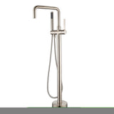 ZNTS Freestanding Tub Filler Matte Black Bathtub Faucet Floor Mount Single Handle Brass Tub Faucets with W119494678