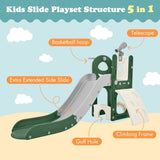 ZNTS Kids Slide Playset Structure 5 in 1, Freestanding Spaceship Set with Slide, Telescope and Basketball PP321358AAF