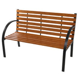 ZNTS 48" Hardwood Slotted Steel Cast Iron Frame Outdoor Patio Garden Bench Park Seat 76069296