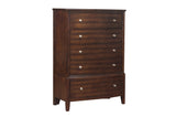 ZNTS Dark Cherry Finish 1pc Chest of 5x Drawers Satin Nickel Tone Knobs Transitional Style Bedroom B01162464