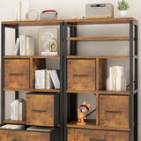 ZNTS 5 layers with 4 drawers bookshelf particle board iron frame non-woven fabric 60*30*147cm black iron 20339433