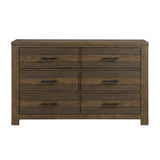 ZNTS Bold Look Bedroom Antique Brown Finish 1pc Dresser of 6 Drawers Ball Bearing Glides Wooden B011P147699