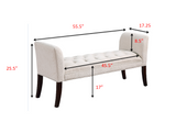 ZNTS Bed end bench, button tufted design, bedroom entrance bench with armrest and solid wood legs, W1897113159