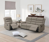 ZNTS Modern Light Brown Color Burlap Fabric Recliner Motion Sofa 1pc Plush Couch Manual Motion Sofa B011133848