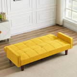 ZNTS Yellow Linen Sofa Bed, Convertible Sleeper Sofa with Arms, Solid Wood Feet and Plastic Centre Legs 69883148