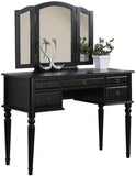 ZNTS Bedroom Contemporary Vanity Set w Foldable Mirror Stool Drawers Black Color HS00F4072-ID-AHD