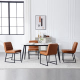 ZNTS Upholstered Leather Dining Chairs Set of 2 With Metal Legs, Mid Century Modern Leisure Chairs for W1439125946