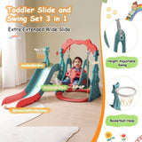 ZNTS Toddler Slide and Swing Set 3 in 1, Kids Playground Climber Swing Playset with Basketball Hoops PP322877AAJ