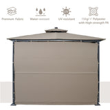 ZNTS TOPMAX Patio 9.8ft.L x 9.8ft.W Gazebo with Extended Side Shed/Awning and LED Light for WF286149AAD