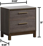 ZNTS Contemporary 1pc Nightstand Two Tone Antique Gray Bedroom Furniture Nightstand Center Metal Glides B01149998