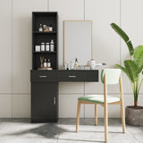 ZNTS Black modern simple hair desk, multi-layer storage, large storage space W33163005