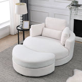 ZNTS [Video] Welike Swivel Accent Barrel Modern Sofa Lounge Club Big Round Chair with Storage Ottoman W83469823