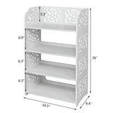 ZNTS Wood-plastic Board Four Tiers Carved Shoe Rack White A 97499052