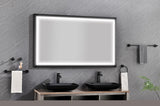 ZNTS 60in. W x 36in. H Oversized Rectangular Black Framed LED Mirror Anti-Fog Dimmable Wall Mount W127256746