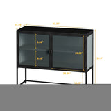 ZNTS 43.31"Glass Doors Modern MDF Cabinet with Featuring Two-tier Storage for Entryway Living Room W75781774
