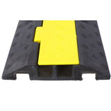 ZNTS Cable Protector Ramp, 2 Channels Speed Bump Hump, Rubber Modular Speed Bump Rated 11000 LBS Load W465121322