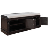 ZNTS TREXM Storage Bench with 4 Doors and Adjustable Shelves, Shoe Bench with Removable Cushion for WF284227AAP
