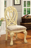 ZNTS Formal Majestic Traditional Dining Chairs Vintage White Solid wood Fabric Seat Intricate Carved B01170342