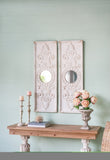 ZNTS Set of 2 Large Wooden Wall Art Panels with Distressed White Finish and Round Mirror Accents,17" x W2078130284