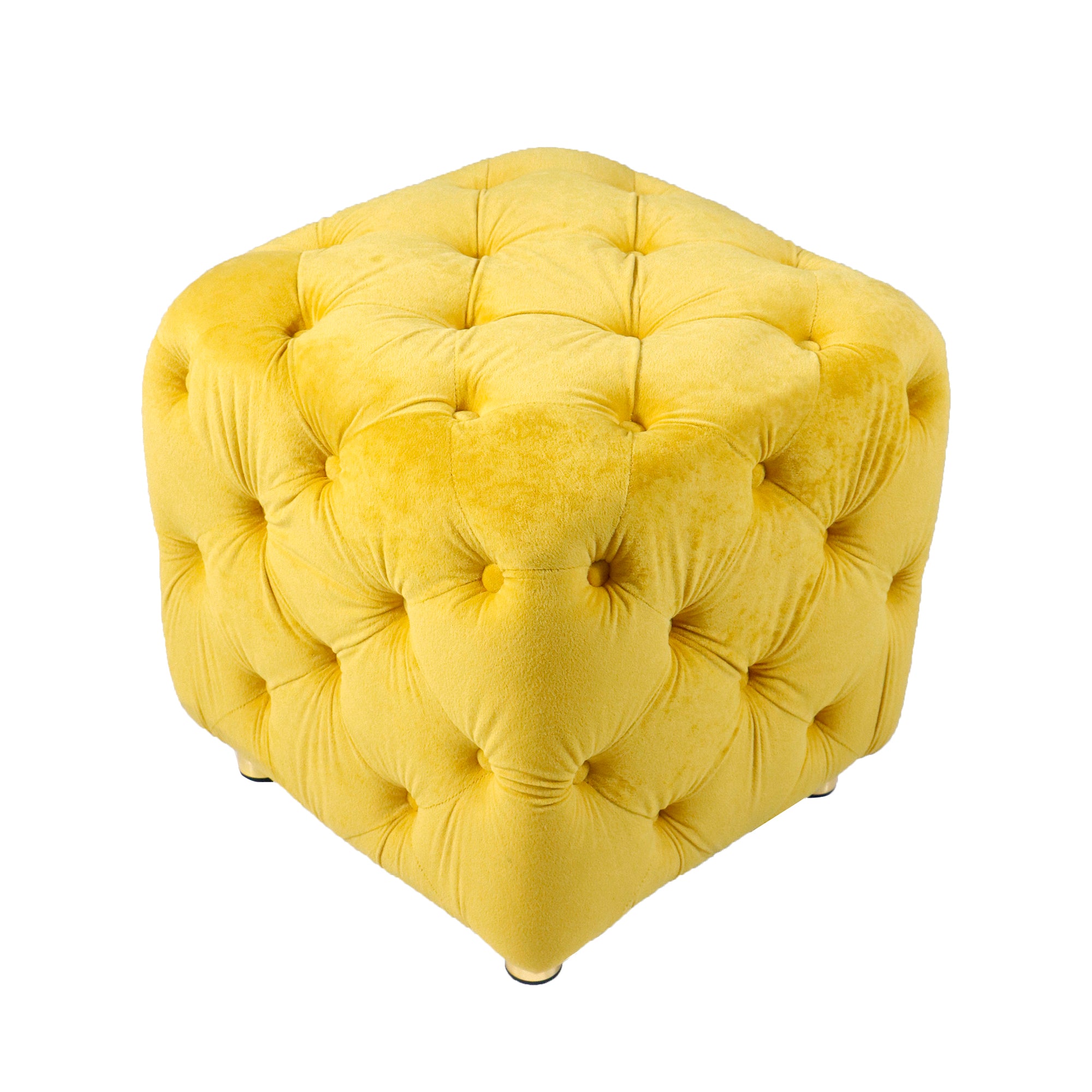 ZNTS Yellow Modern Velvet Upholstered Ottoman, Exquisite Small End Table, Soft Foot Stool,Dressing Makeup W1170103516