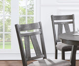 ZNTS Dining Room Furniture Set of 2 Chairs Gray Fabric Cushion Seat Rich Dark Brown Finish Side Chairs B01163919