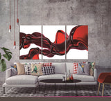 ZNTS Oppidan Home "Abstrat Liquid in Red" 3 Piece Acrylic Wall Art B03050832