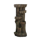 ZNTS 11x13.4x31.5" Rustic Decorative Tree Trunk 5 Tier Water Fountain, with Light Pump, for Indoor W2078138956