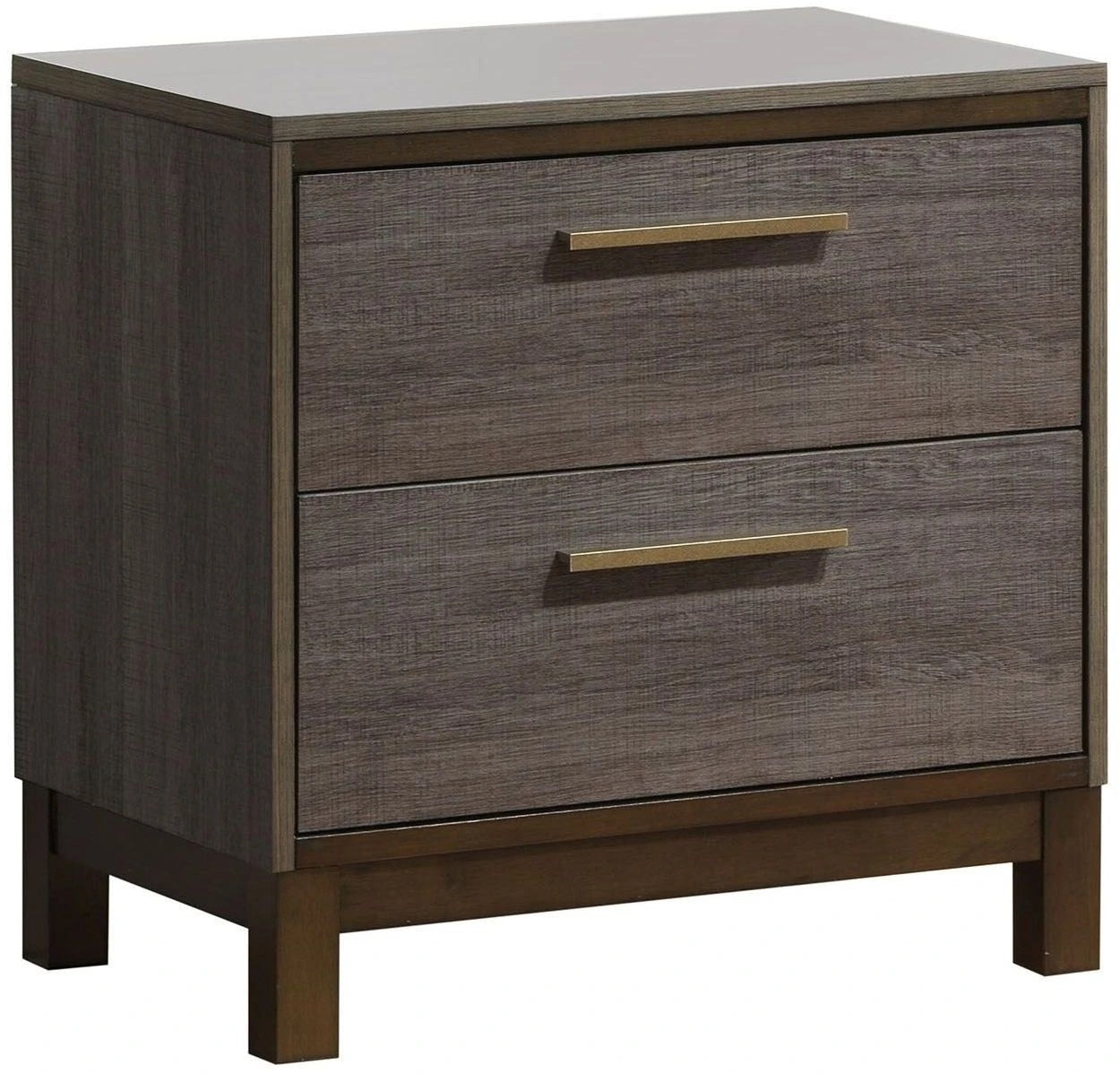 ZNTS Contemporary 1pc Nightstand Two Tone Antique Gray Bedroom Furniture Nightstand Center Metal Glides B01149998